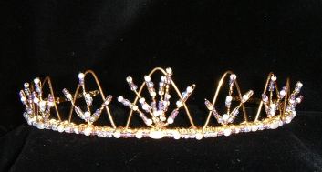 Lilac, Ivory & Gold fine crown tiara